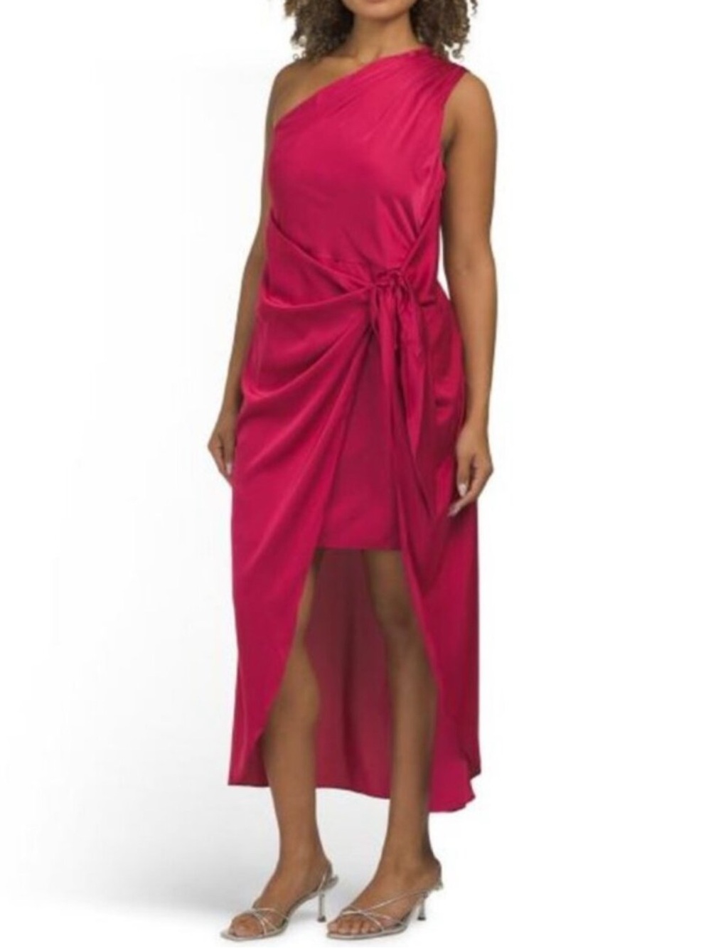 DONNA MORGAN One Shoulder Draped Waist Tie Dress